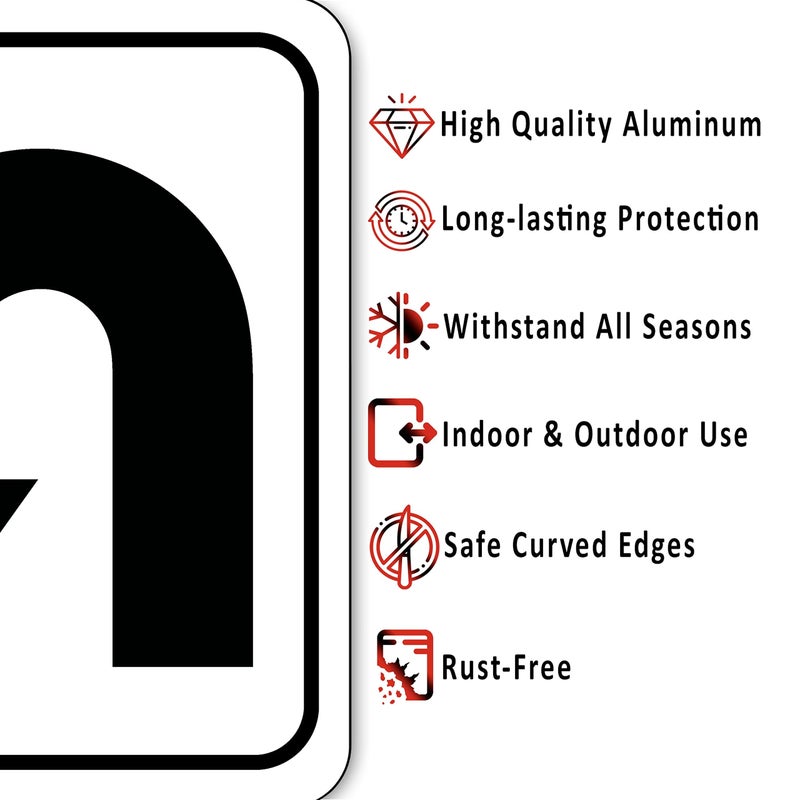 Work House Signs U-Turn Right Arrow Aluminum Composite Outdoor Sign - Right Turn Only - 8.5" X10" - Image 3